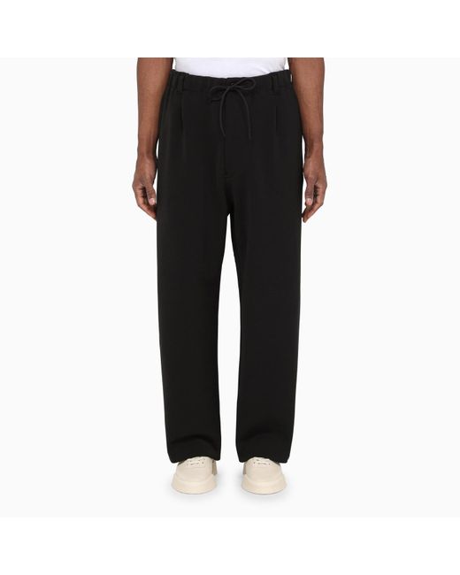 Y-3 Black And White Track Trousers With Logo for men