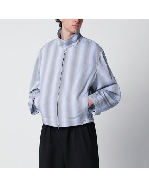 Dries Van Noten Blue Textured Striped Zip Jacket for men