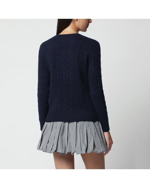 Polo Ralph Lauren Blue Crewneck Cable-Knit Wool And Cashmere Sweater