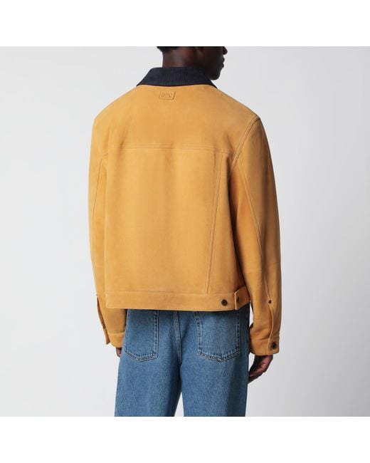 Loewe Orange Camel-coloured Suede Jacket for men