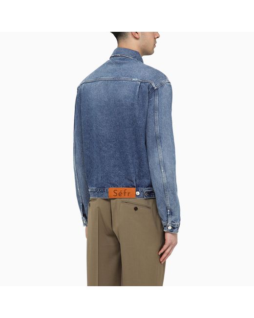 Séfr Blue Washed-effect Denim Elú Jacket for men