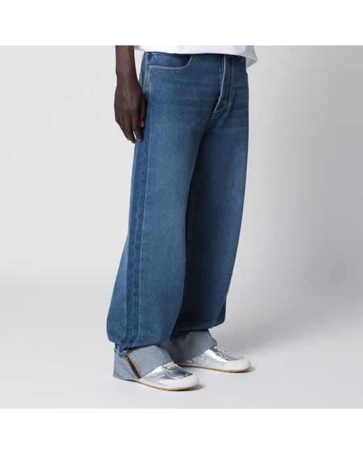 Bottega Veneta Blue Wide-Leg Cuffed Jeans for men