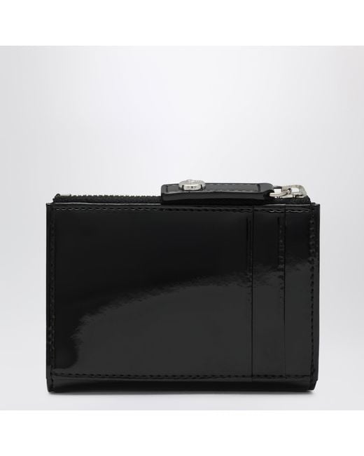 Vivienne Westwood Black Slim Flap Card Holder With Crystal-Embellished Orb Bas Relief