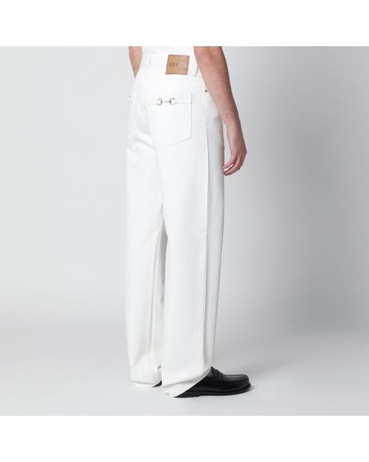 Gucci White Trousers With Horsebit Detail for men