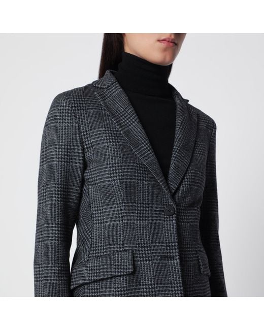 Harris Wharf London Black Single-Breasted Prince Of Wales Check Jacket