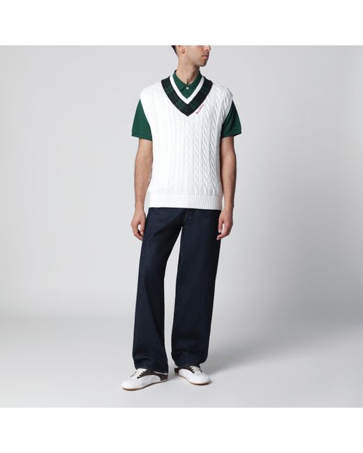 Polo Ralph Lauren Green Cream Cable-Knit Relaxed-Fit Vest for men