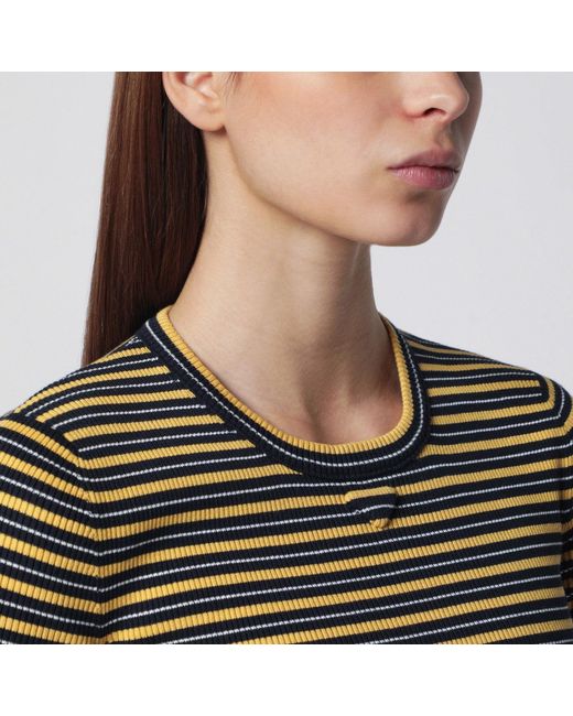 Prada Black Striped Stretch Cotton T-Shirt