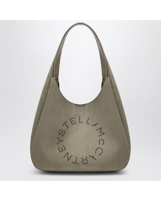 Borsa hobo grande kaki con logo di Stella McCartney in Gray