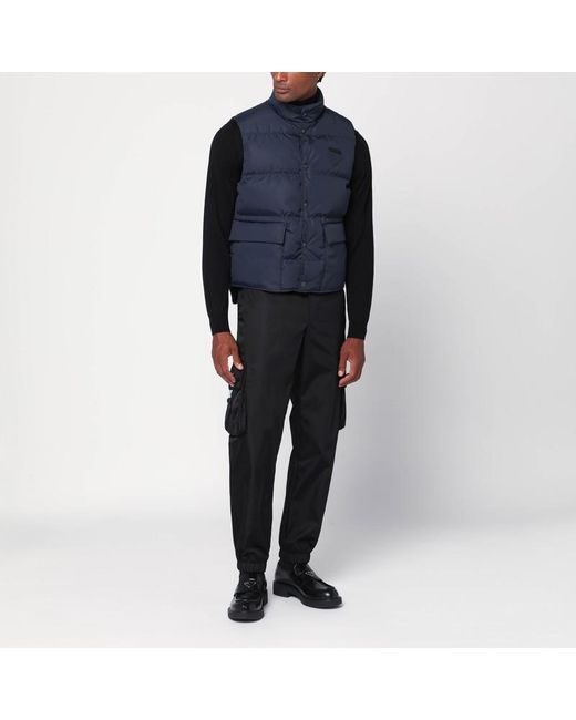 Gilet imbottito in re-nylon di Prada in Blue da Uomo