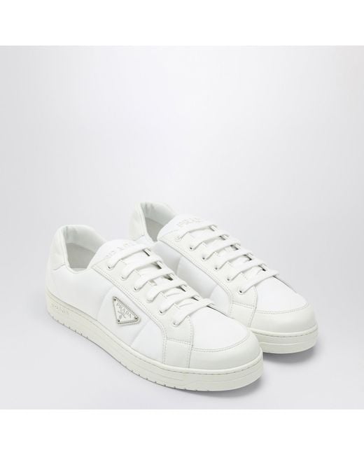 Prada White Nappa Leather And Re-Nylon Sneaker for men