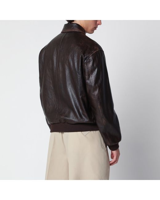 Prada Black Vintage Nappa Leather Bomber Jacket for men