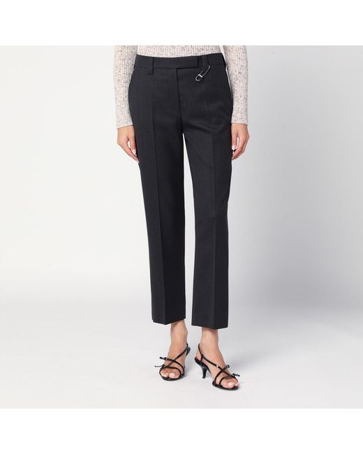 Prada Blue Anthracite Wool Trousers