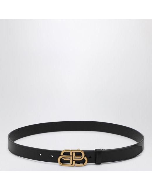 Balenciaga Black Leather Bb Belt