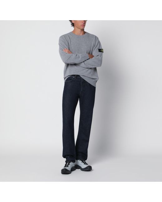Stone Island Gray Mélange Crewneck Sweater for men