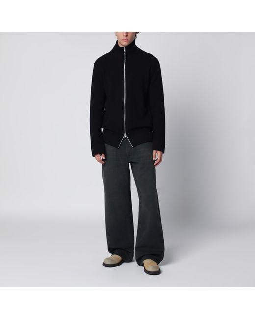 Maison Margiela Black Zip-Up Knit Cardigan for men