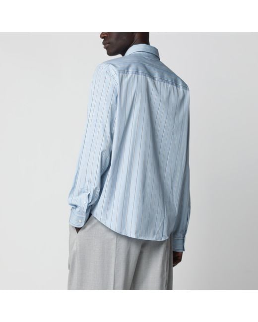 AMI Blue Light Striped Ami De Coeur Shirt for men