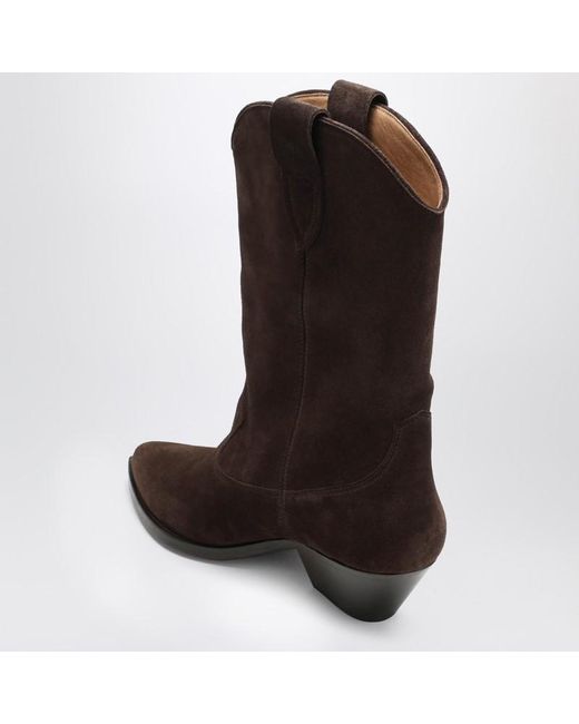 Stivale cowboy duerto chocolate in suede di Isabel Marant in Brown