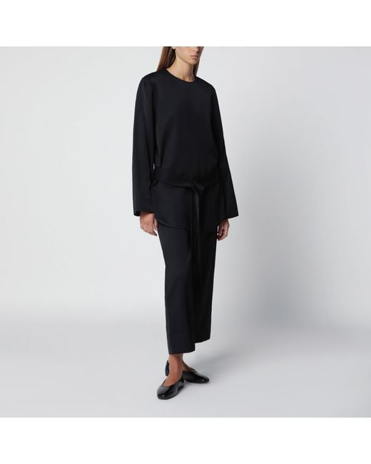 Totême Black Fluid Satin Trousers
