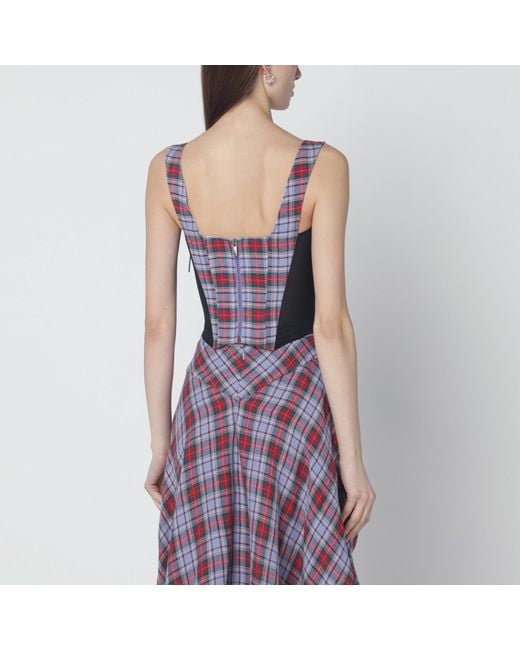 Vivienne Westwood Puppy Linen Corset With Tartan Pattern in Purple