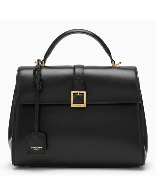 Saint Laurent Black Small Le Fermoir Top Handle Bag In Leather