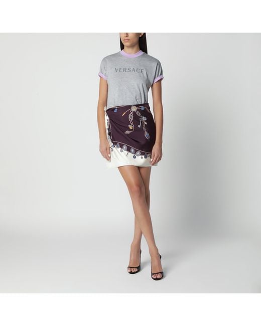 Versace Gray Reversible/Lilac Cotton Jersey T-Shirt