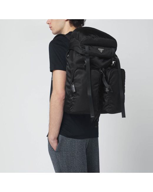 Zaino in re-nylon e saffiano di Prada in Black da Uomo