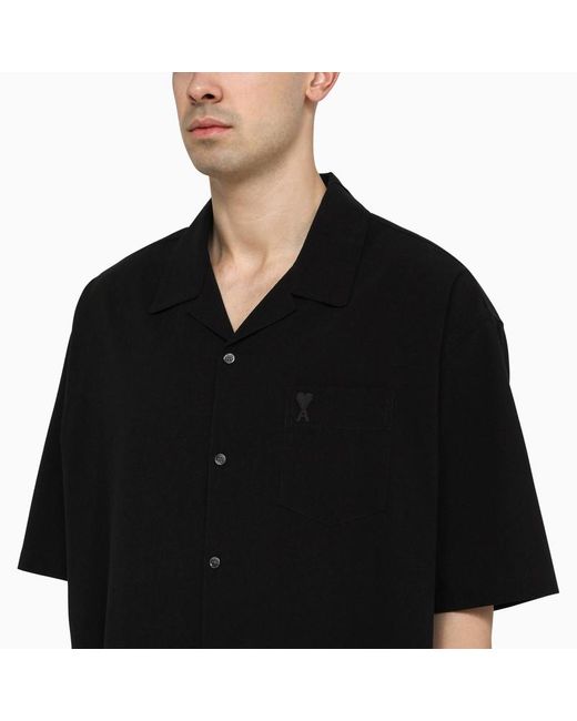 Camicia ami de coeur nera in cotone di AMI in Black da Uomo