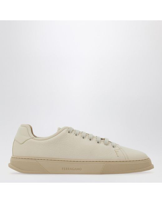 Ferragamo Natural Mascarpone-Colored Leather Sneakers for men