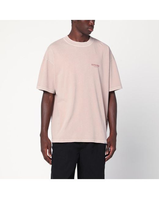 Represent Pink Dusty Mauve Cotton T-Shirt With Logo for men