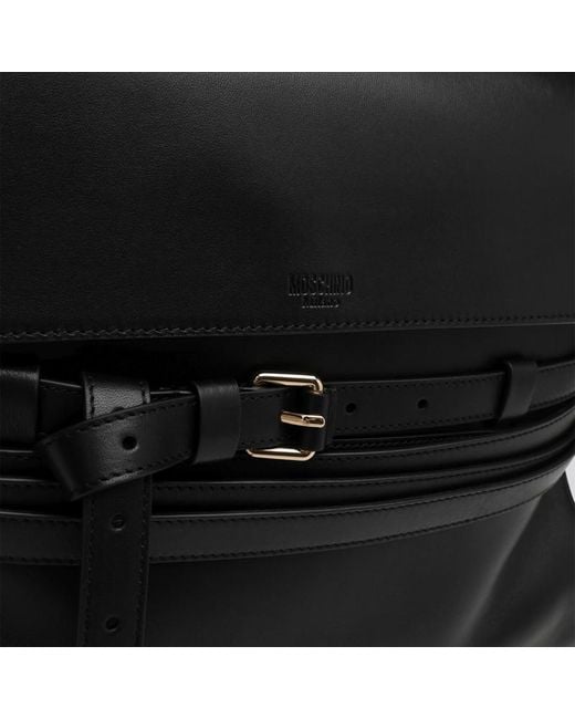 Moschino Black Große Handtasche Aus Schwarzem Leder