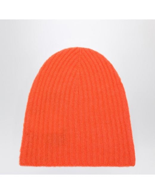 Roberto Collina Orange Cashmere Ribbed Beanie