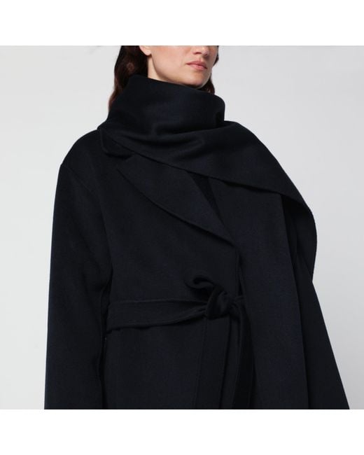 Max Mara Black Dark Wool And Cashmere Dressing Gown Coat