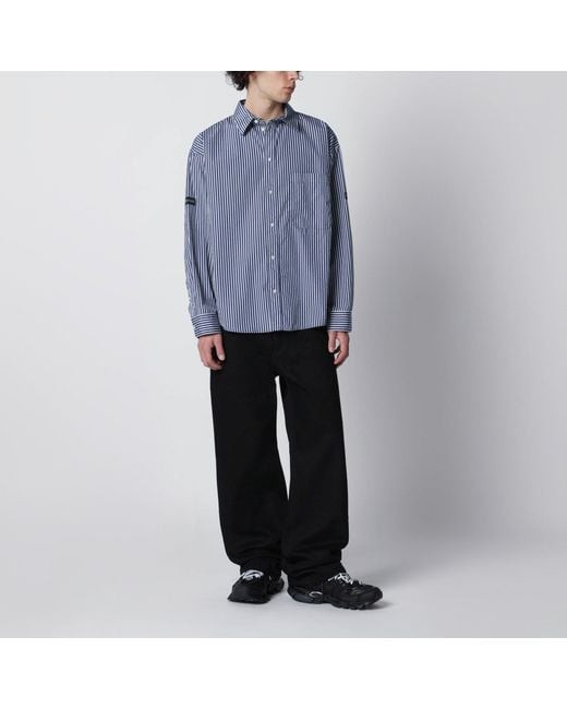 Balenciaga Blue Oversize And Striped Shirt for men