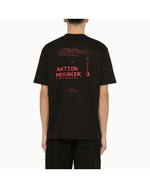 44 Label Group Black Aktion Mekanik Crew-neck T-shirt for men
