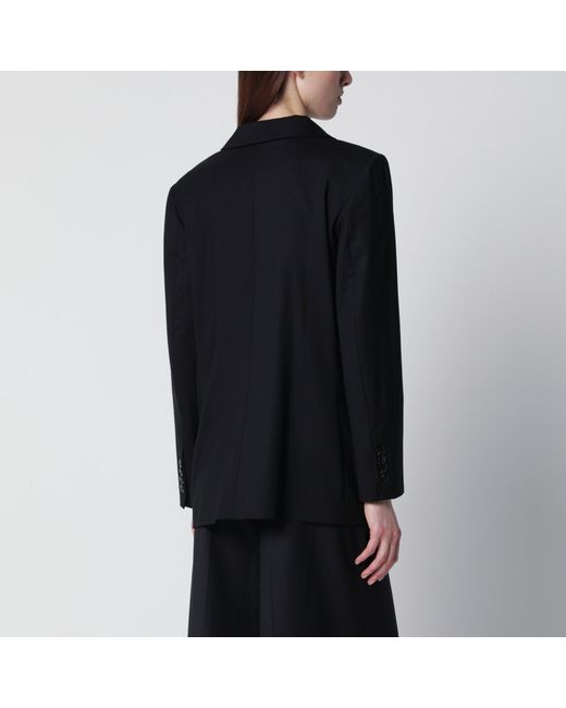 VI TO VI Black Double-Breasted Silk Jacket