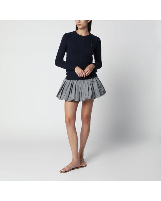 Polo Ralph Lauren Blue Crewneck Cable-Knit Wool And Cashmere Sweater