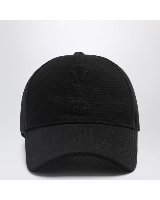 Saint Laurent Black Cassandre Cotton Baseball Cap for men