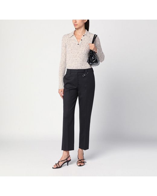 Prada Blue Anthracite Wool Trousers