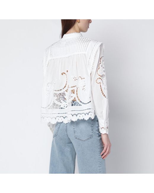Farm Rio White Richelieu Cotton Blouse