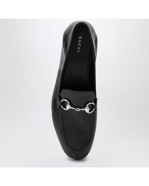 Gucci Black Jordaan Soft Horsebit Leather Loafers