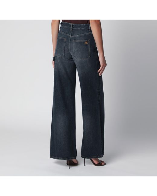 Courreges Blue Vintage Baggy Denim Trousers