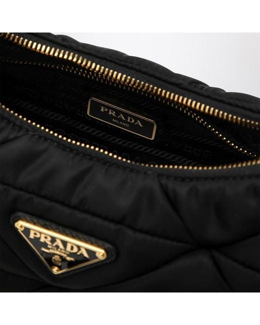 Prada Black Schwarze Schultertasche Aus Gepolstertem Re-Nylon