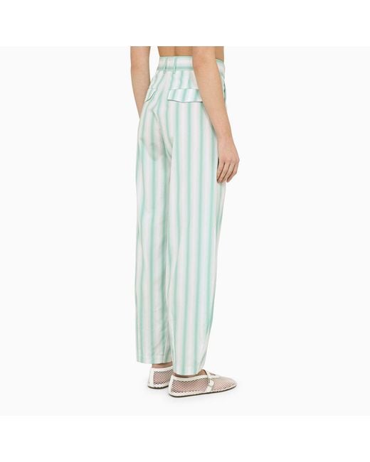 Margaux Lonnberg Green Beatty Striped Cotton Trousers