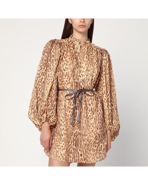Zimmermann Brown Leopard Print Short Dress