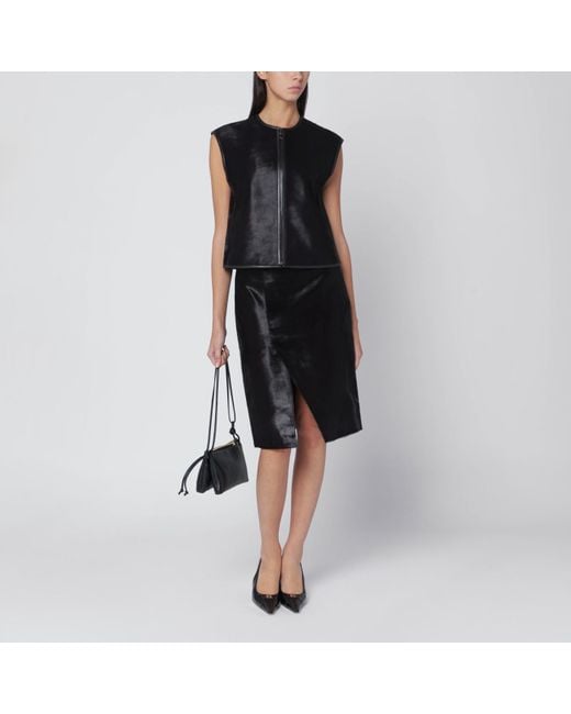 Loulou de Saison Black Ampas Vest In Pony-effect Leather