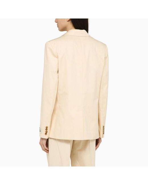 Maison Kitsuné Natural Einreihige Cremefarbene Jacke Aus Baumwolle