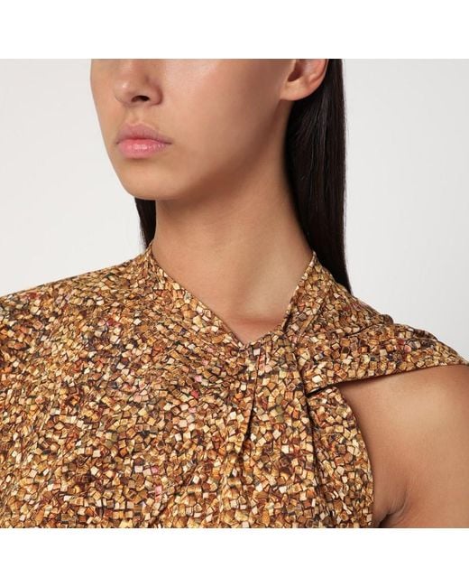 Isabel Marant Brown Asymmetrisches Nayda-T-Shirt Mit Ockerfarbenem Print