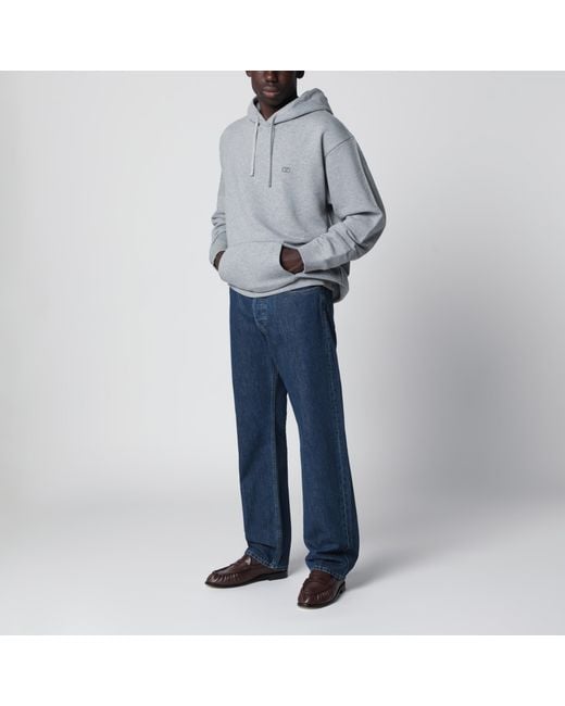 Valentino Gray Mélange Hoodie With Vlogo Embroidery for men