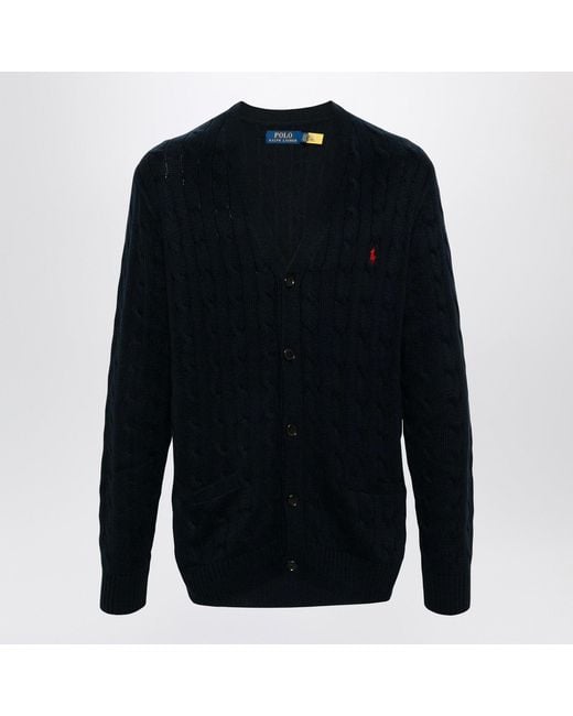 Polo Ralph Lauren Blue Cableknit Cotton Cardigan for men