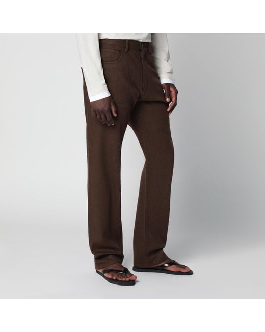 Prada Brown Ebony-Colored Wool Trousers for men